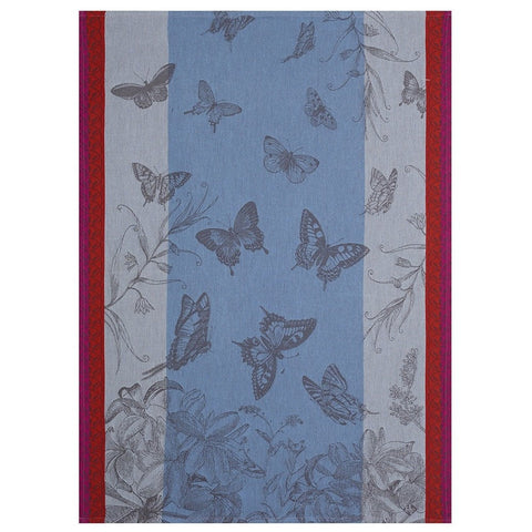 Le Jacquard Français, Jardin De Papillons Blue Tea Towel, 24x31 100% Cotton