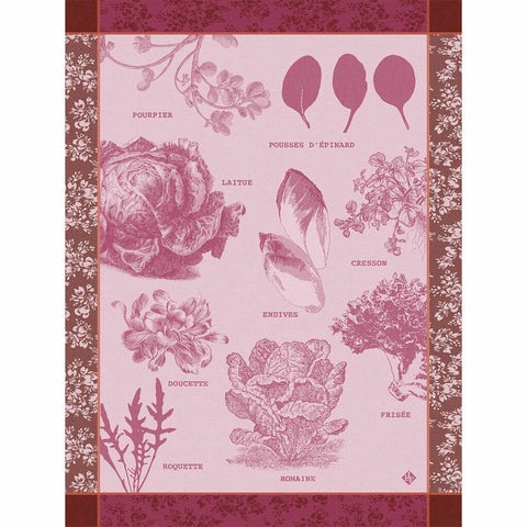 Le Jacquard Francais Salades Illustrees Pink Tea Towel