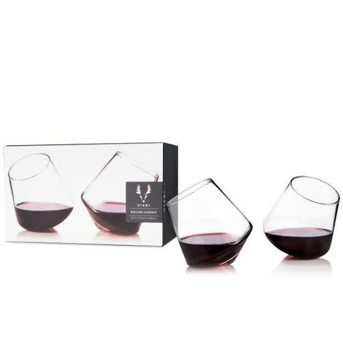 Rolling Crystal Glasses by Viski (Set of 2) – Perrine's Wine shop