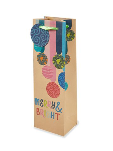 Merry & Bright Ornaments Single-Bottle Wine Bag by Cakewalk