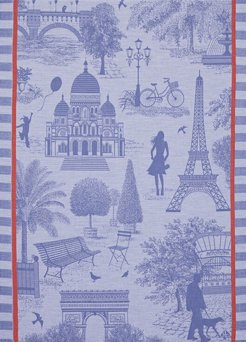 Le Jacquard Français, Toile De Paris Myrtille Tea Towel, 24x31, 100% Cotton