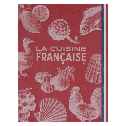 Le Jacquard Français, Gastronomie Red Tea Towel, 24x31 100% Cotton