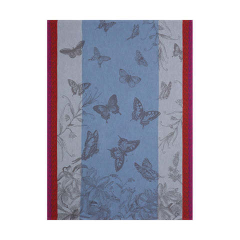 Le Jacquard Français, Jardin De Papillons Blue Tea Towel, 24x31 100% Cotton